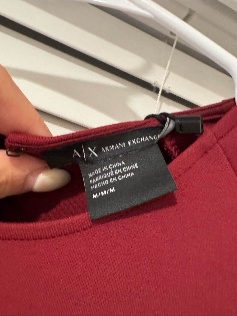 Armani Exchange Women's Burgundy Short-Sleeve Crew Neck Tee